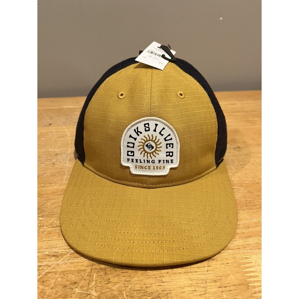 Quiksilver Dawned Trucker Hat Blue Gold‎ WV SnapBack  NEW Tags